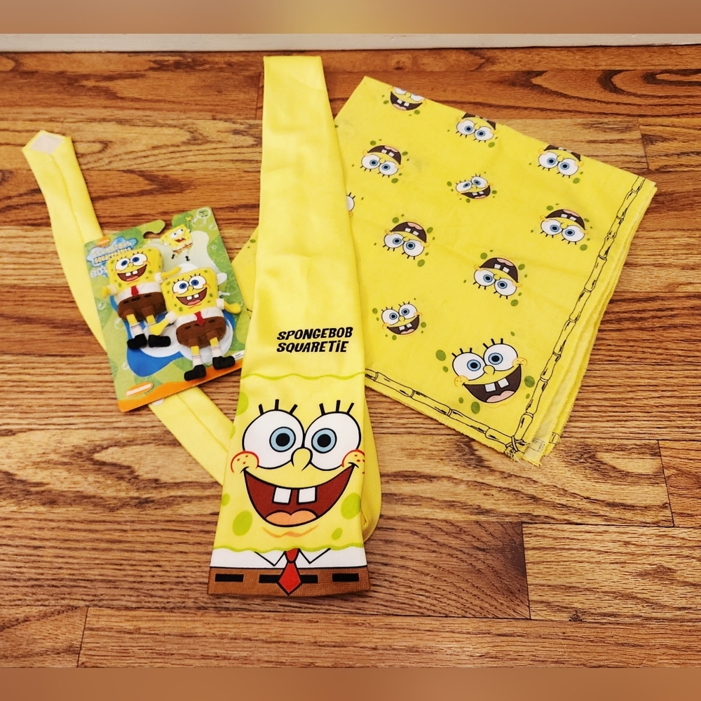 Vintage Nickelodeon SpongeBob Kids Yellow Tie, Bandanana, and Accessories - Picture 2 of 4